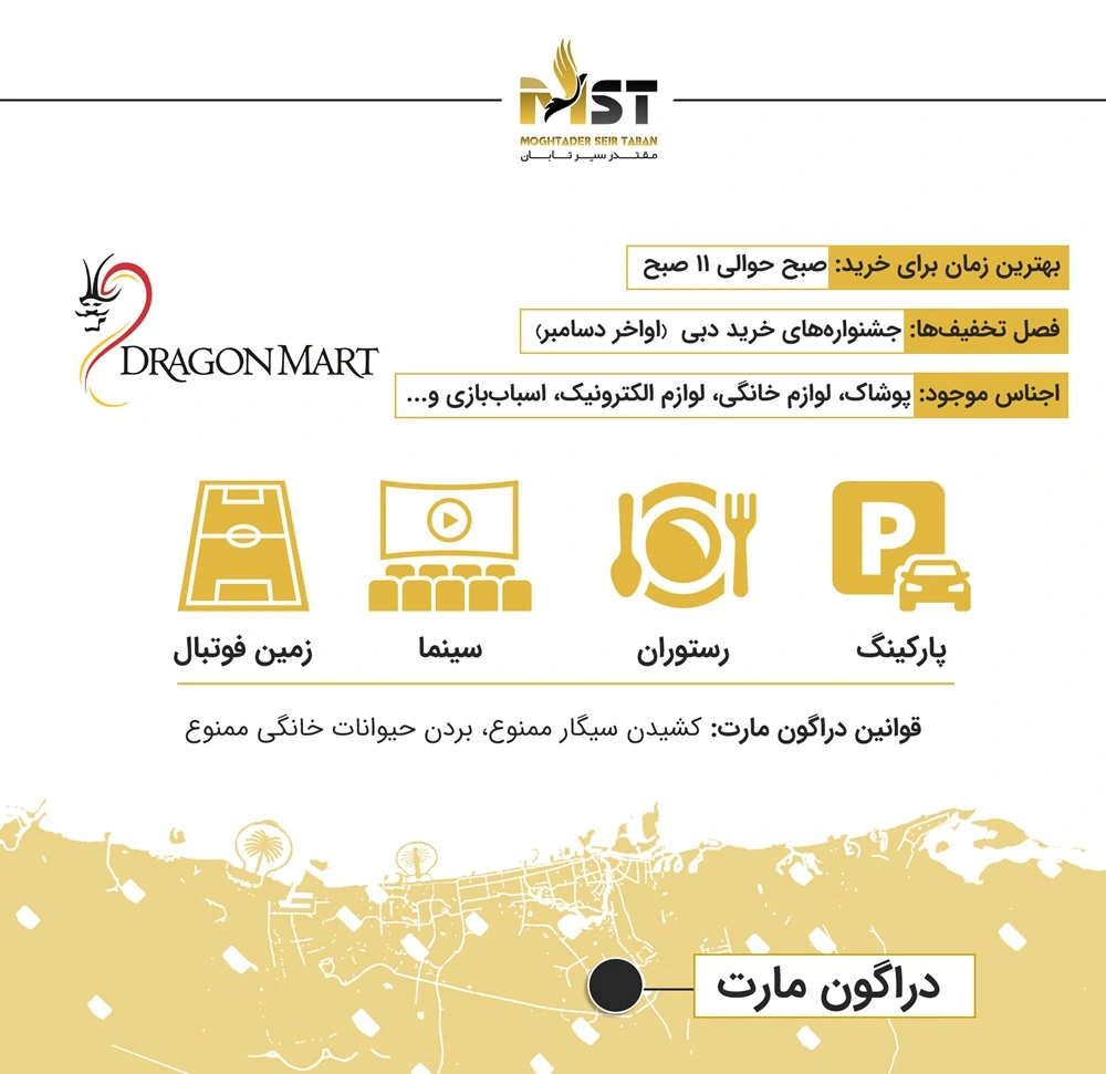 دراگون مارت دبی، این دو مرکز خرید بزرگ، مجموعا چیزی حدود ۵ هزار مغازه مختلف را میزبانی می‌کنند 