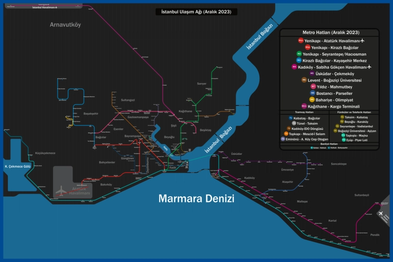 نمایش خط مترو مارمارای در نقشه؛ تجربهای از سفری کوتاه در دل تنگه بسفر